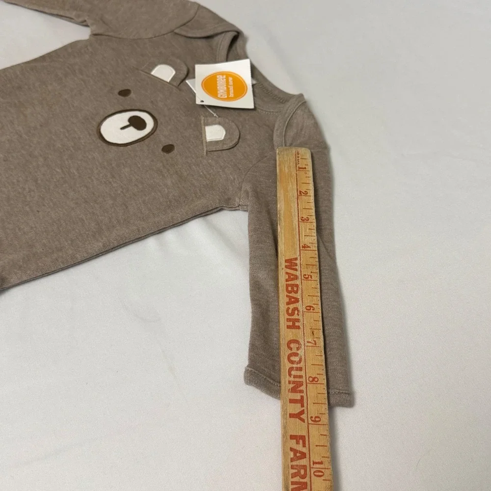 Gymboree Baby Boy 3-6M Long Sleeve Bodysuit Lot 2 Bear Striped Brown Blue NWT